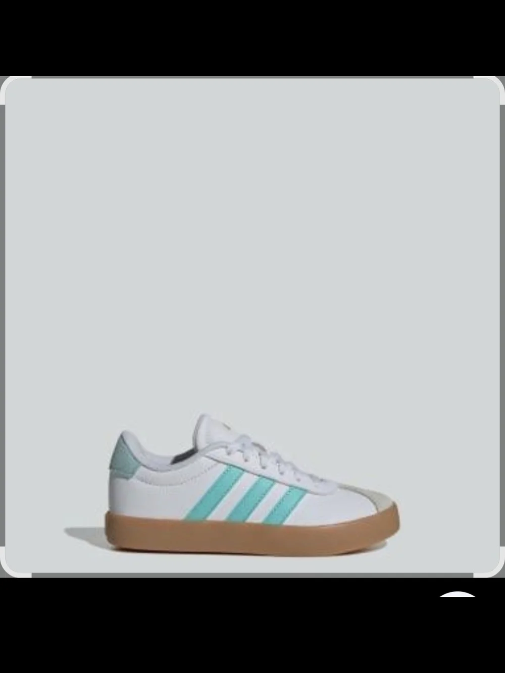 adidas White Sneakers with Teal Stripes - Kids Lace-Up